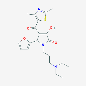 molecular formula C21H27N3O4S B2638910 1-(3-(diethylamino)propyl)-4-(2,4-dimethylthiazole-5-carbonyl)-5-(furan-2-yl)-3-hydroxy-1H-pyrrol-2(5H)-one CAS No. 627888-24-8