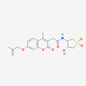 molecular formula C20H23NO7S B263892 N-(4-hydroxy-1,1-dioxidotetrahydro-3-thienyl)-2-{4-methyl-7-[(2-methyl-2-propenyl)oxy]-2-oxo-2H-chromen-3-yl}acetamide 
