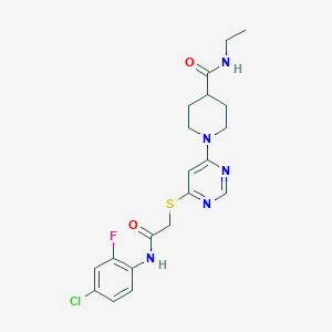 1-(6-((2-((4-chloro-2-fluorophenyl)amino)-2-oxoethyl)thio)pyrimidin-4-yl)-N-ethylpiperidine-4-carboxamide