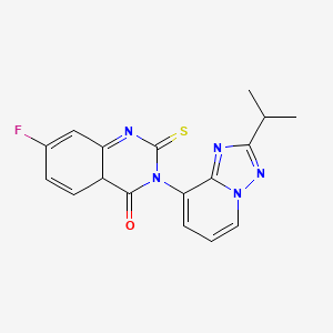 7-Fluoro-3-[2-(propan-2-yl)-[1,2,4]triazolo[1,5-a]pyridin-8-yl]-2-sulfanylidene-1,2,3,4-tetrahydroquinazolin-4-one