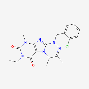 molecular formula C19H21ClN6O2 B2638932 1-[(2-chlorophenyl)methyl]-7-ethyl-3,4,9-trimethyl-5,7,9-trihydro-4H-1,2,4-tri azino[4,3-h]purine-6,8-dione CAS No. 919024-82-1