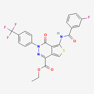 molecular formula C23H15F4N3O4S B2638937 Ethyl 5-[(3-fluorobenzoyl)amino]-4-oxo-3-[4-(trifluoromethyl)phenyl]thieno[3,4-d]pyridazine-1-carboxylate CAS No. 851951-25-2