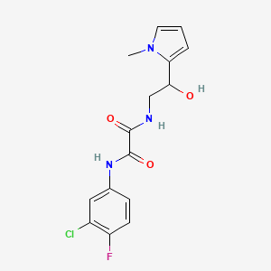 molecular formula C15H15ClFN3O3 B2638941 N1-(3-chloro-4-fluorophenyl)-N2-(2-hydroxy-2-(1-methyl-1H-pyrrol-2-yl)ethyl)oxalamide CAS No. 1396674-37-5