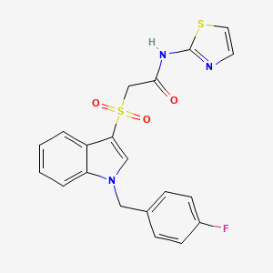 molecular formula C20H16FN3O3S2 B2638949 2-((1-(4-fluorobenzyl)-1H-indol-3-yl)sulfonyl)-N-(thiazol-2-yl)acetamide CAS No. 686744-13-8