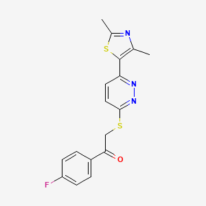 molecular formula C17H14FN3OS2 B2638965 2-((6-(2,4-Dimethylthiazol-5-yl)pyridazin-3-yl)thio)-1-(4-fluorophenyl)ethanone CAS No. 894009-68-8