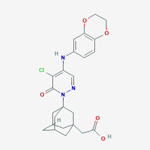 molecular formula C24H26ClN3O5 B263897 {3-[5-chloro-4-(2,3-dihydro-1,4-benzodioxin-6-ylamino)-6-oxopyridazin-1(6H)-yl]-1-adamantyl}acetic acid 