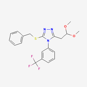 molecular formula C20H20F3N3O2S B2638980 3-(苄硫基)-5-(2,2-二甲氧基乙基)-4-[3-(三氟甲基)苯基]-4H-1,2,4-三唑 CAS No. 477850-87-6
