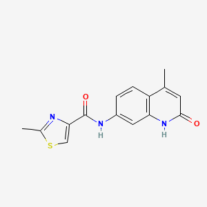 molecular formula C15H13N3O2S B2638988 2-methyl-N-(4-methyl-2-oxo-1,2-dihydroquinolin-7-yl)thiazole-4-carboxamide CAS No. 1251562-00-1