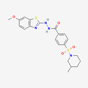 molecular formula C21H24N4O4S2 B2638994 N'-(6-甲氧基苯并[d]噻唑-2-基)-4-((3-甲基哌啶-1-基)磺酰基)苯并肼 CAS No. 851979-87-8
