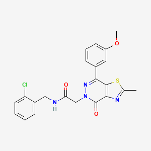 molecular formula C22H19ClN4O3S B2638995 N-(2-chlorobenzyl)-2-(7-(3-methoxyphenyl)-2-methyl-4-oxothiazolo[4,5-d]pyridazin-5(4H)-yl)acetamide CAS No. 954067-79-9
