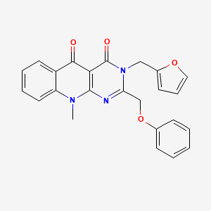 molecular formula C24H19N3O4 B2638996 3-(furan-2-ylmethyl)-10-methyl-2-(phenoxymethyl)pyrimido[4,5-b]quinoline-4,5(3H,10H)-dione CAS No. 883962-76-3