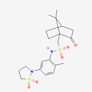 molecular formula C20H28N2O5S2 B2639008 1-(7,7-dimethyl-2-oxobicyclo[2.2.1]heptan-1-yl)-N-(5-(1,1-dioxidoisothiazolidin-2-yl)-2-methylphenyl)methanesulfonamide CAS No. 1448131-74-5