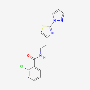 molecular formula C15H13ClN4OS B2639012 N-(2-(2-(1H-pyrazol-1-yl)thiazol-4-yl)ethyl)-2-chlorobenzamide CAS No. 1448122-07-3