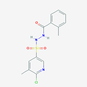 molecular formula C14H14ClN3O3S B2639014 N'-[(6-chloro-5-methylpyridin-3-yl)sulfonyl]-2-methylbenzohydrazide CAS No. 1356695-13-0