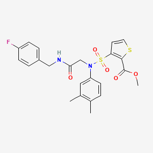 molecular formula C23H23FN2O5S2 B2639020 Methyl 3-[(3,4-dimethylphenyl){2-[(4-fluorobenzyl)amino]-2-oxoethyl}sulfamoyl]thiophene-2-carboxylate CAS No. 941962-19-2