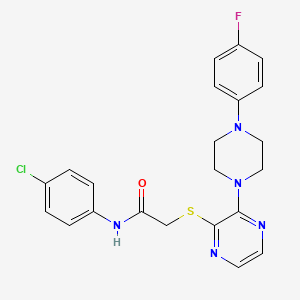 molecular formula C22H21ClFN5OS B2639043 Methyl 6-chloro-4-(2-oxo-2-{[2-(trifluoromethyl)phenyl]amino}ethoxy)quinoline-2-carboxylate CAS No. 1031954-32-1