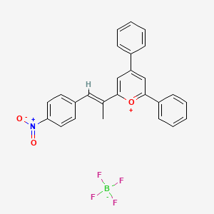 molecular formula C26H20BF4NO3 B2639050 2-[(1E)-1-(4-Nitrophenyl)prop-1-en-2-yl]-4,6-diphenyl-1lambda4-pyran-1-ylium tetrafluoroborate CAS No. 104659-89-4