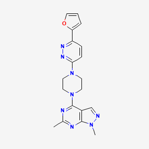 molecular formula C19H20N8O B2639053 4-[4-[6-(Furan-2-yl)pyridazin-3-yl]piperazin-1-yl]-1,6-dimethylpyrazolo[3,4-d]pyrimidine CAS No. 2380184-94-9