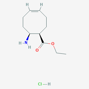 molecular formula C11H20ClNO2 B2639064 乙基(1R,4Z,8S)-8-氨基环辛-4-烯-1-羧酸盐;盐酸盐 CAS No. 350015-73-5