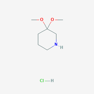 molecular formula C7H16ClNO2 B2639067 3,3-Dimethoxypiperidine;hydrochloride CAS No. 2411265-00-2