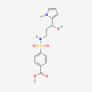 molecular formula C16H20N2O5S B2639069 methyl 4-(N-(3-hydroxy-3-(1-methyl-1H-pyrrol-2-yl)propyl)sulfamoyl)benzoate CAS No. 1795303-76-2