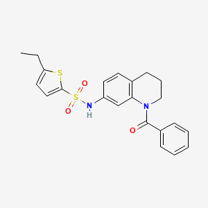 molecular formula C22H22N2O3S2 B2639076 N-(1-benzoyl-1,2,3,4-tetrahydroquinolin-7-yl)-5-ethylthiophene-2-sulfonamide CAS No. 946290-14-8