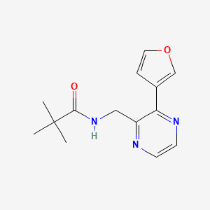 molecular formula C14H17N3O2 B2639077 N-((3-(furan-3-yl)pyrazin-2-yl)methyl)pivalamide CAS No. 2034236-46-7