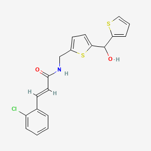(E)-3-(2-chlorophenyl)-N-((5-(hydroxy(thiophen-2-yl)methyl)thiophen-2-yl)methyl)acrylamide