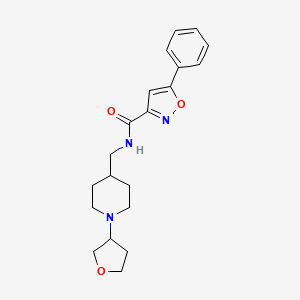 molecular formula C20H25N3O3 B2639089 5-phenyl-N-((1-(tetrahydrofuran-3-yl)piperidin-4-yl)methyl)isoxazole-3-carboxamide CAS No. 2034555-22-9
