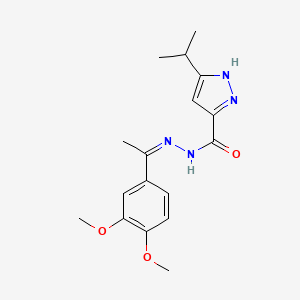 molecular formula C17H22N4O3 B2639092 (Z)-N'-(1-(3,4-dimethoxyphenyl)ethylidene)-3-isopropyl-1H-pyrazole-5-carbohydrazide CAS No. 1285532-29-7