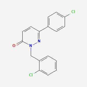 molecular formula C17H12Cl2N2O B2639094 6-(4-氯苯基)-2-[(2-氯苯基)甲基]嘧啶-3-酮 CAS No. 922946-45-0