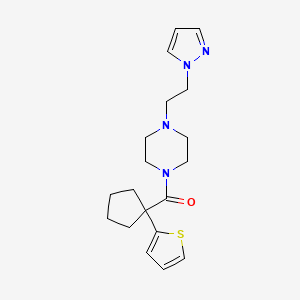 molecular formula C19H26N4OS B2639101 (4-(2-(1H-pyrazol-1-yl)ethyl)piperazin-1-yl)(1-(thiophen-2-yl)cyclopentyl)methanone CAS No. 1286702-99-5