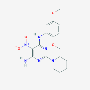 molecular formula C18H24N6O4 B2639108 N4-(2,5-dimethoxyphenyl)-2-(3-methylpiperidin-1-yl)-5-nitropyrimidine-4,6-diamine CAS No. 714255-71-7