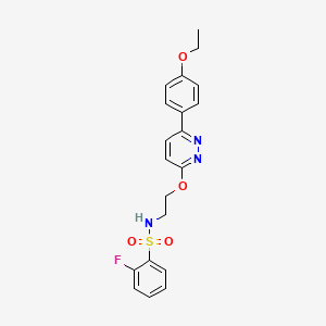 molecular formula C20H20FN3O4S B2639119 N-(2-((6-(4-ethoxyphenyl)pyridazin-3-yl)oxy)ethyl)-2-fluorobenzenesulfonamide CAS No. 920194-33-8