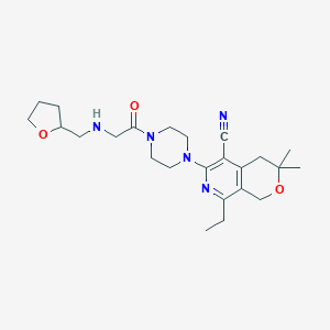 molecular formula C24H35N5O3 B263912 8-ethyl-3,3-dimethyl-6-(4-{[(tetrahydro-2-furanylmethyl)amino]acetyl}-1-piperazinyl)-3,4-dihydro-1H-pyrano[3,4-c]pyridine-5-carbonitrile 