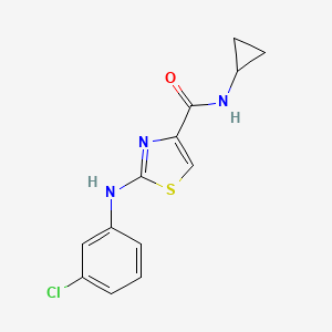 molecular formula C13H12ClN3OS B2639125 2-((3-chlorophenyl)amino)-N-cyclopropylthiazole-4-carboxamide CAS No. 1202983-80-9
