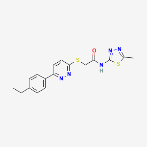 molecular formula C17H17N5OS2 B2639128 2-[6-(4-ethylphenyl)pyridazin-3-yl]sulfanyl-N-(5-methyl-1,3,4-thiadiazol-2-yl)acetamide CAS No. 890952-44-0