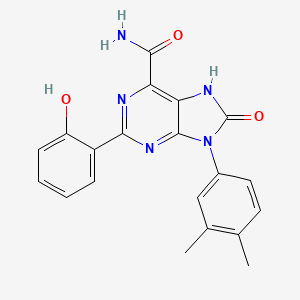 molecular formula C20H17N5O3 B2639130 9-(3,4-dimethylphenyl)-2-(2-hydroxyphenyl)-8-oxo-8,9-dihydro-7H-purine-6-carboxamide CAS No. 906164-68-9