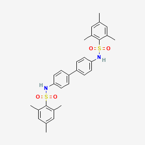 molecular formula C30H32N2O4S2 B2639141 2,4,6-trimethyl-N-[4-[4-[(2,4,6-trimethylphenyl)sulfonylamino]phenyl]phenyl]benzenesulfonamide CAS No. 448195-39-9