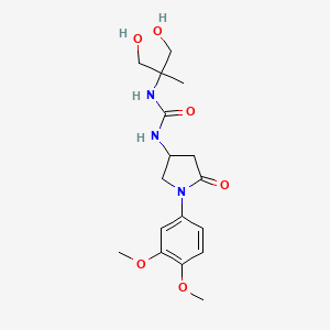 molecular formula C17H25N3O6 B2639149 1-(1,3-Dihydroxy-2-methylpropan-2-yl)-3-(1-(3,4-dimethoxyphenyl)-5-oxopyrrolidin-3-yl)urea CAS No. 877641-41-3