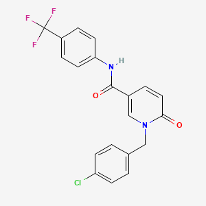 molecular formula C20H14ClF3N2O2 B2639150 1-(4-chlorobenzyl)-6-oxo-N-[4-(trifluoromethyl)phenyl]-1,6-dihydro-3-pyridinecarboxamide CAS No. 338782-71-1