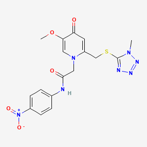 2-(5-methoxy-2-(((1-methyl-1H-tetrazol-5-yl)thio)methyl)-4-oxopyridin-1(4H)-yl)-N-(4-nitrophenyl)acetamide