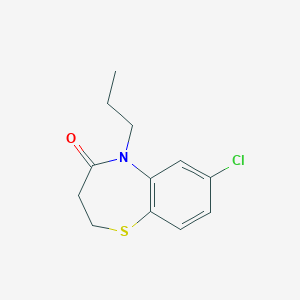 molecular formula C12H14ClNOS B2639158 7-chloro-5-propyl-2,3-dihydro-1,5-benzothiazepin-4(5H)-one CAS No. 303987-56-6