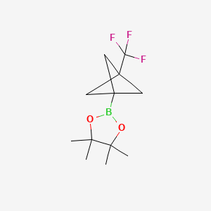 molecular formula C12H18BF3O2 B2639164 4,4,5,5-Tetramethyl-2-(3-(trifluoromethyl)bicyclo[1.1.1]pentan-1-yl)-1,3,2-dioxaborolane CAS No. 2410440-14-9