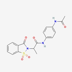 molecular formula C18H17N3O5S B2639167 N-(4-acetamidophenyl)-2-(1,1-dioxido-3-oxobenzo[d]isothiazol-2(3H)-yl)propanamide CAS No. 899955-70-5