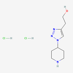 molecular formula C9H18Cl2N4O B2639181 2-(1-Piperidin-4-yltriazol-4-yl)ethanol;dihydrochloride CAS No. 2415569-61-6