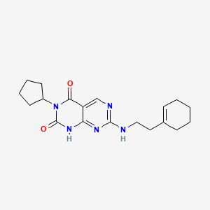 molecular formula C19H25N5O2 B2639182 7-[(2-环己-1-烯-1-基乙基)氨基]-3-环戊基嘧啶并[4,5-d]嘧啶-2,4(1H,3H)-二酮 CAS No. 1396847-42-9