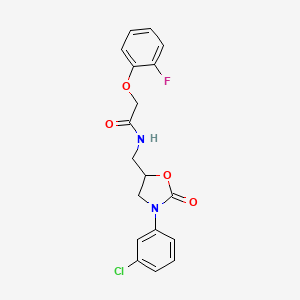 molecular formula C18H16ClFN2O4 B2639185 N-((3-(3-chlorophenyl)-2-oxooxazolidin-5-yl)methyl)-2-(2-fluorophenoxy)acetamide CAS No. 955243-93-3