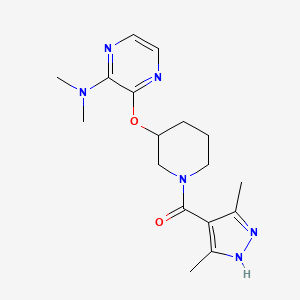 molecular formula C17H24N6O2 B2639189 (3,5-dimethyl-1H-pyrazol-4-yl)(3-((3-(dimethylamino)pyrazin-2-yl)oxy)piperidin-1-yl)methanone CAS No. 2034204-72-1