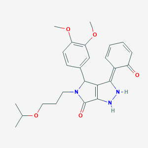 (3Z)-4-(3,4-dimethoxyphenyl)-3-(6-oxocyclohexa-2,4-dien-1-ylidene)-5-(3-propan-2-yloxypropyl)-2,4-dihydro-1H-pyrrolo[3,4-c]pyrazol-6-one